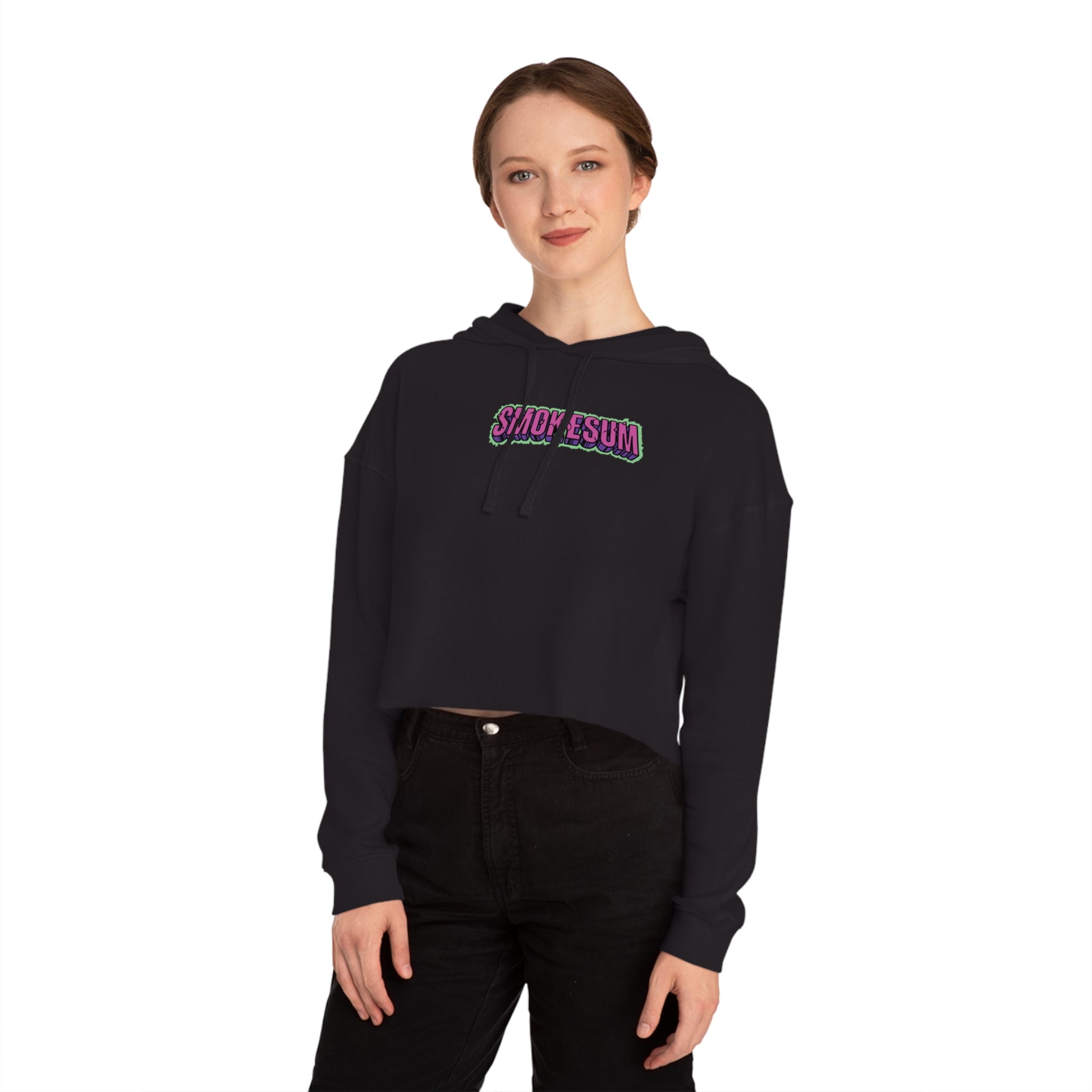 Women’s Cropped Hooded Sweatshirt - Smokesum Design, Trendy & Casual