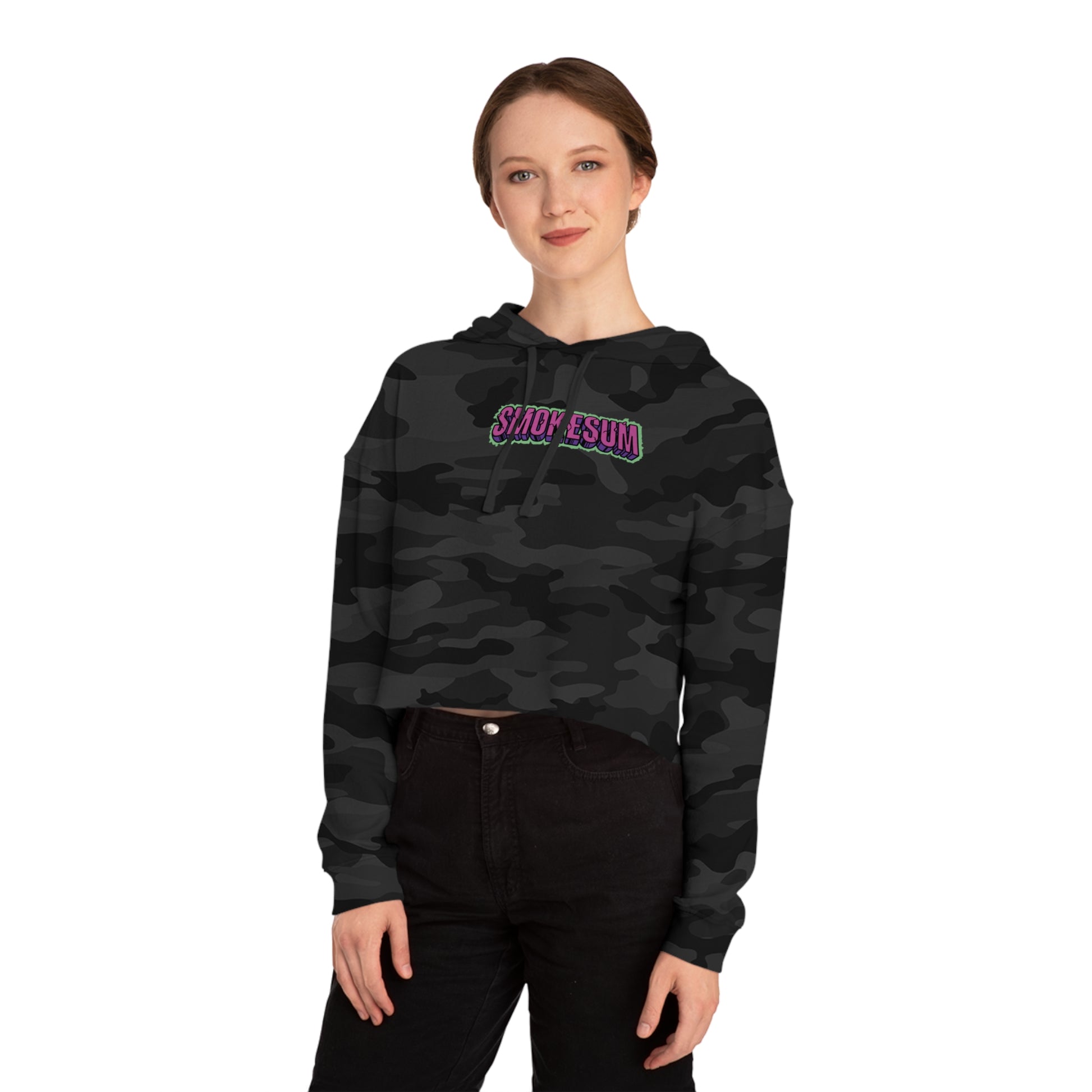 Women’s Cropped Hooded Sweatshirt - Smokesum Design, Trendy & Casual