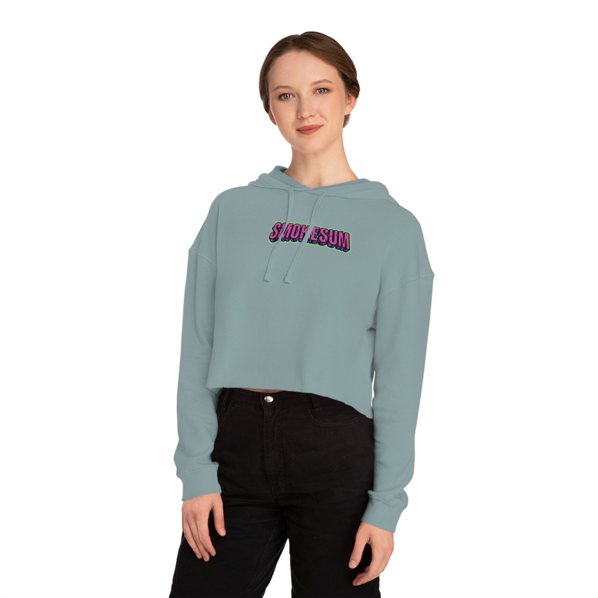 Women’s Cropped Hooded Sweatshirt - Smokesum Design, Trendy & Casual