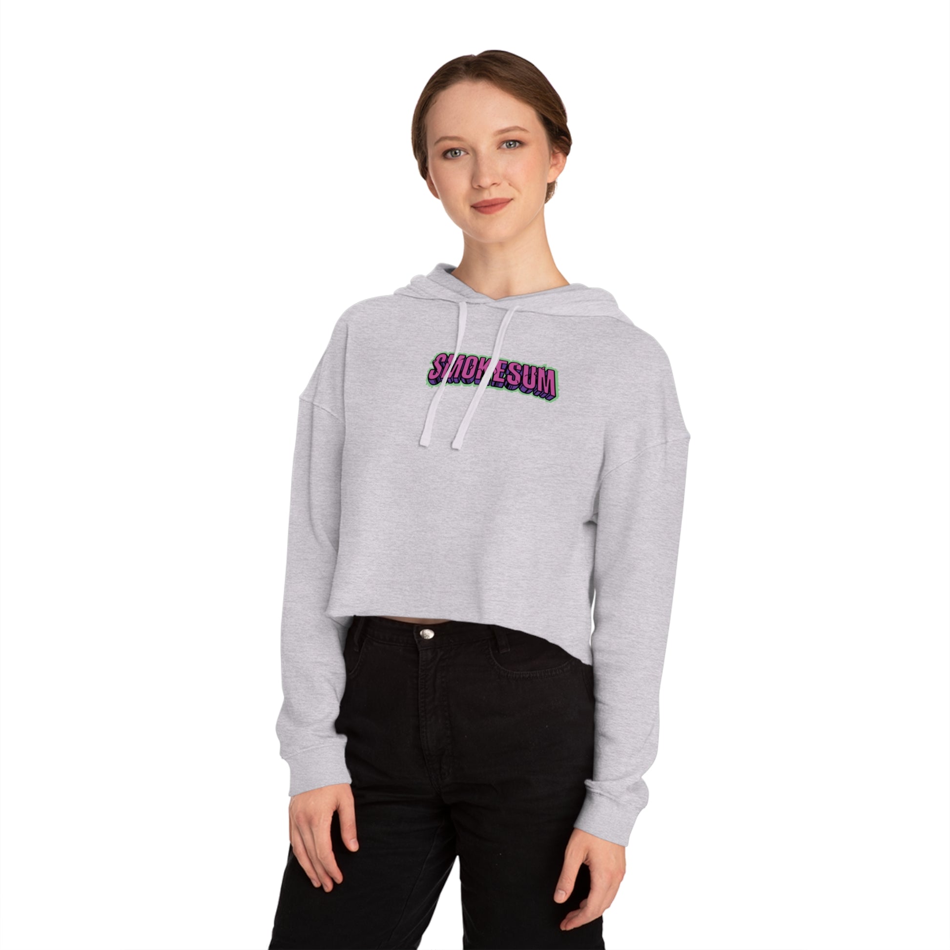 Women’s Cropped Hooded Sweatshirt - Smokesum Design, Trendy & Casual