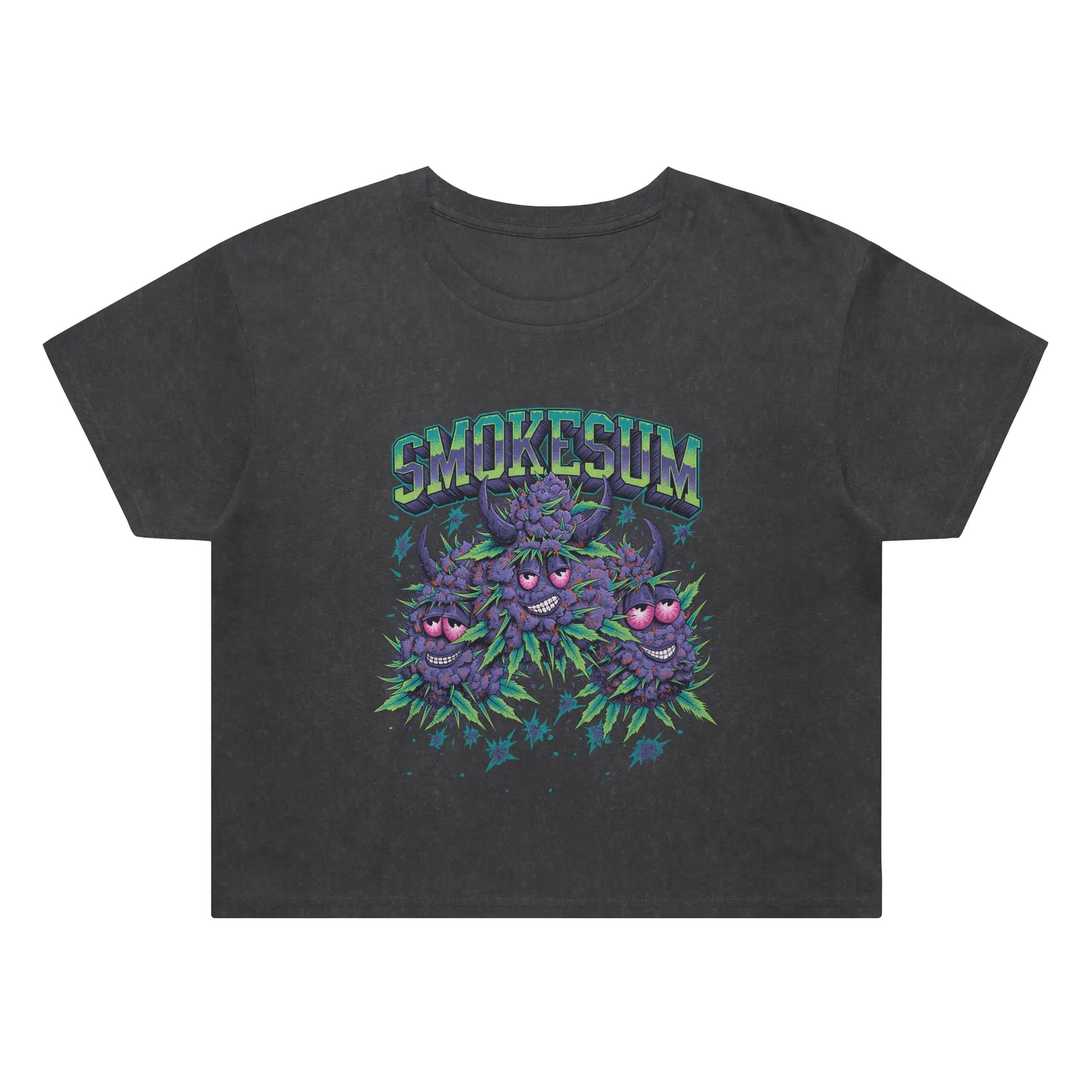 Smoke Sum Women’s Stone Wash Crop Tee – Vintage Vibe